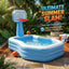 Splash & Shoot Inflatable Pool with Basketball Hoop | Rectangular Kids & Family Fun Zone Swimming Pool