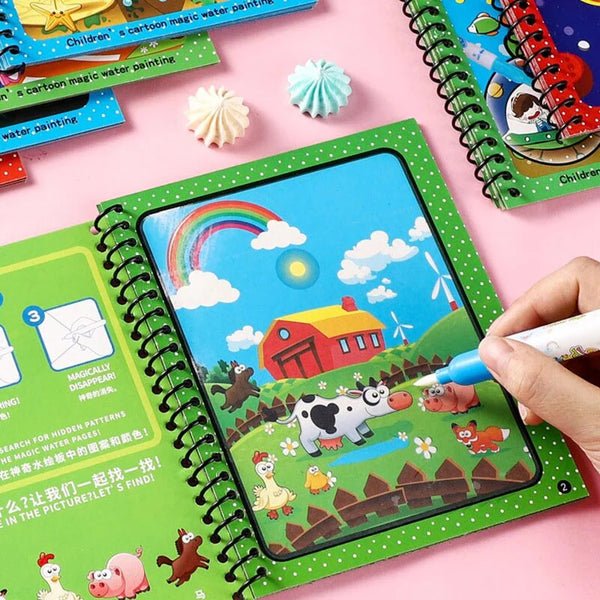 Kids Magic Water Coloring Book - Reusable Water Drawing Activity Book