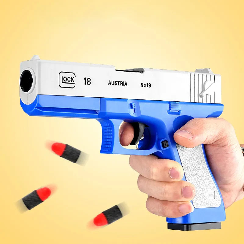 Manual Shell Ejection Soft Bullet Pistol - Kids Toy Gun with Magazine & Silencer