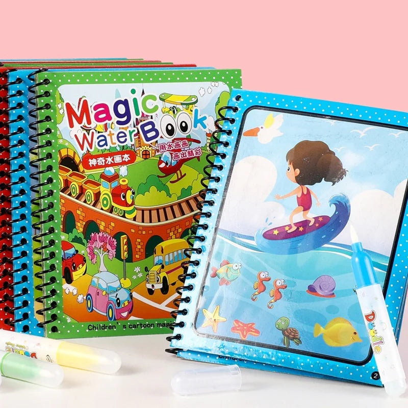 Kids Magic Water Coloring Book - Reusable Water Drawing Activity Book