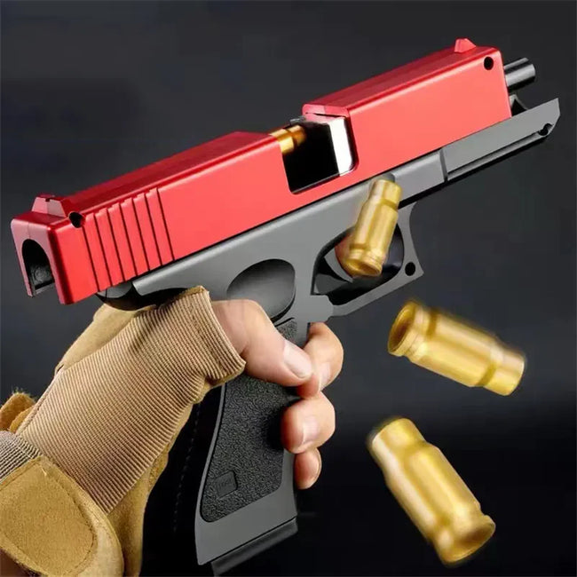Manual Shell Ejection Soft Bullet Pistol - Kids Toy Gun with Magazine & Silencer Hover Image