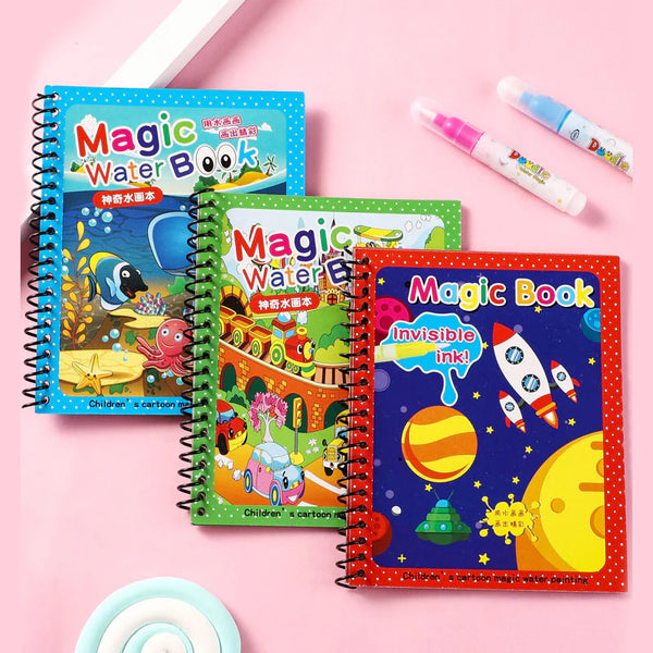 Kids Magic Water Coloring Book - Reusable Water Drawing Activity Book