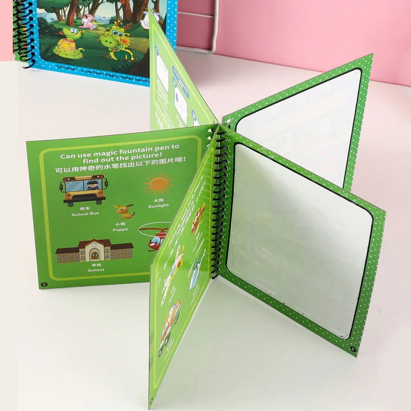 Kids Magic Water Coloring Book - Reusable Water Drawing Activity Book