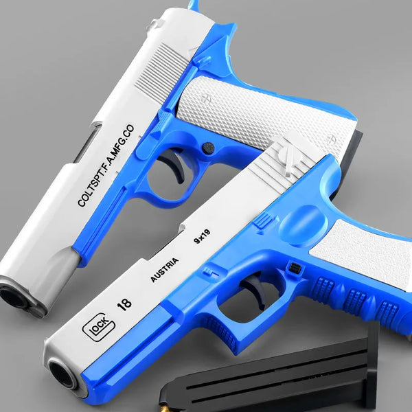 Manual Shell Ejection Soft Bullet Pistol - Kids Toy Gun with Magazine & Silencer