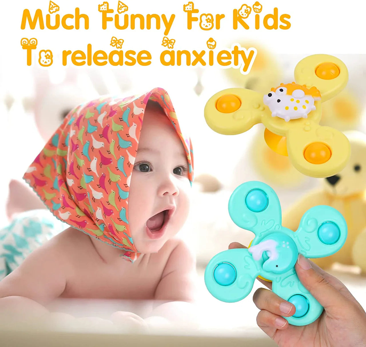 Pack of 3 Newborn Baby Rattle Spinners | Colorful Sensory Toys for Infants