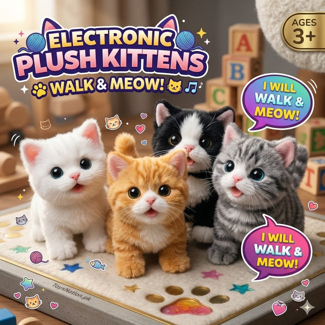 Interactive Walking & Meowing Cute Cat - Pack of 1 Hover Image