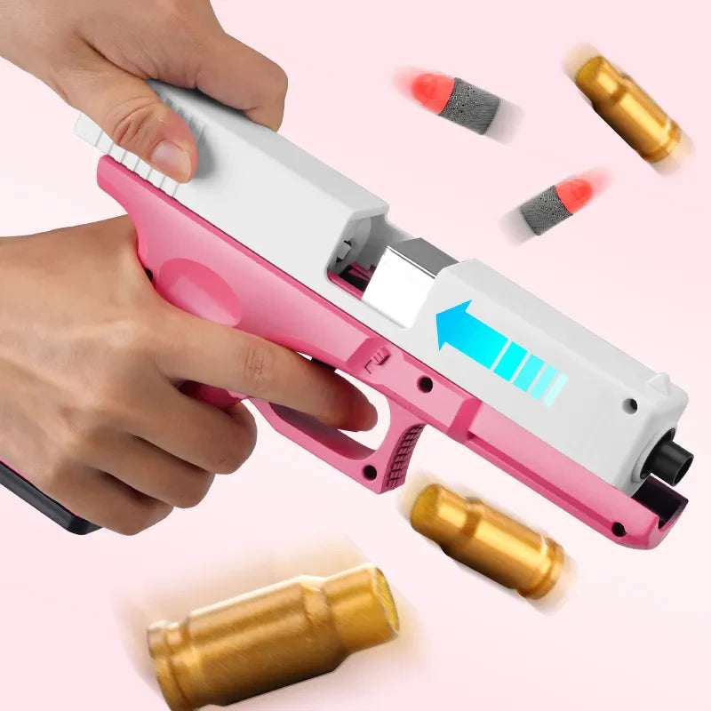 Manual Shell Ejection Soft Bullet Pistol - Kids Toy Gun with Magazine & Silencer