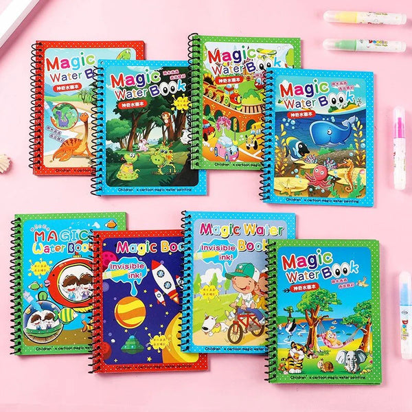 Kids Magic Water Coloring Book - Reusable Water Drawing Activity Book