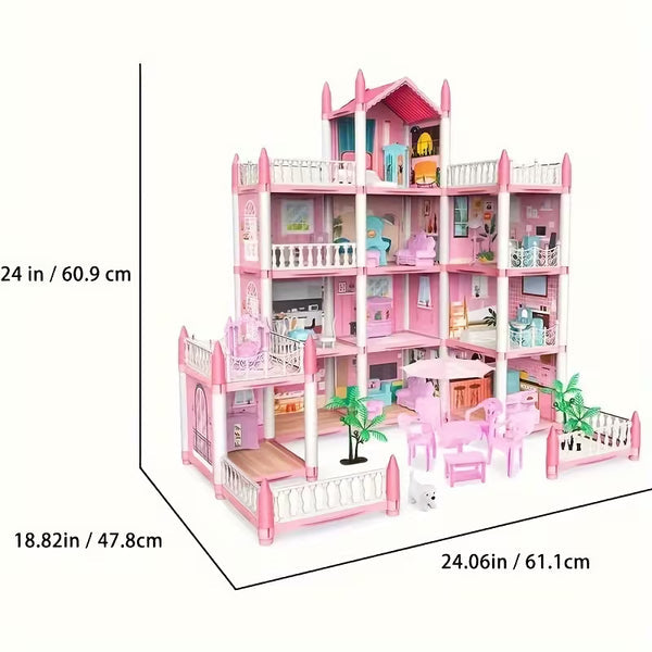 Grand Princess Doll House Mansion – 3-storey Play House With Furniture