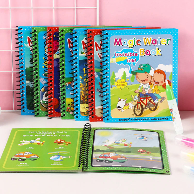 Kids Magic Water Coloring Book - Reusable Water Drawing Activity Book