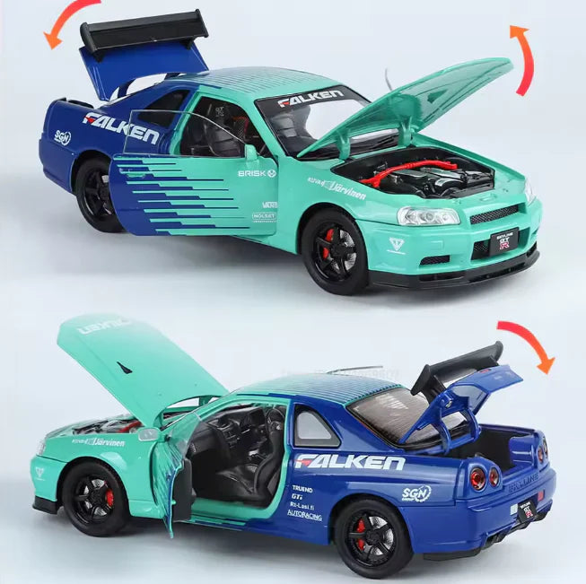 1:24 Scale Nissan Skyline GT-R Die-Cast Model - Floral Edition Alloy Sports Car