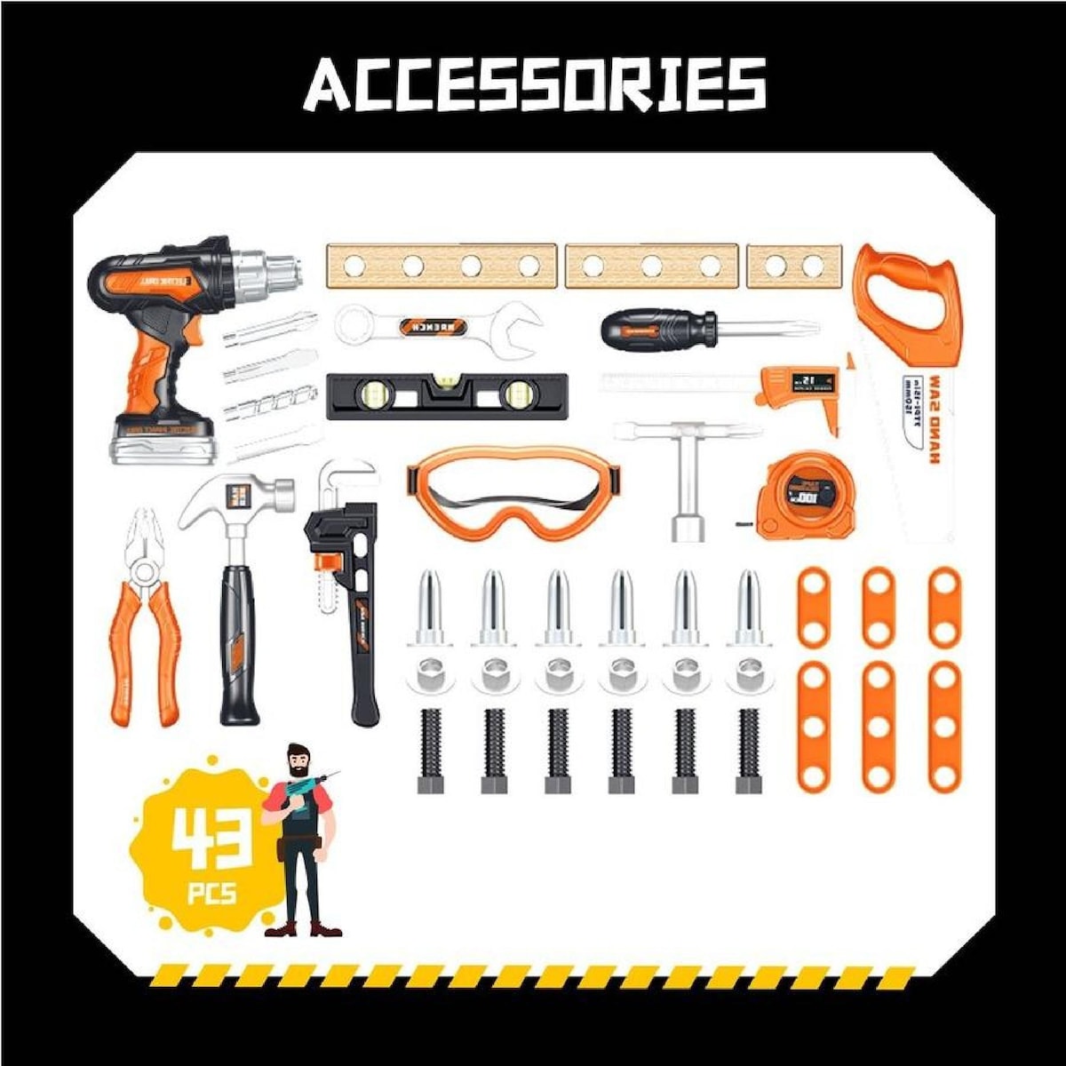 40-Piece Kids Tool Set - Portable Toolbox with Construction Tools