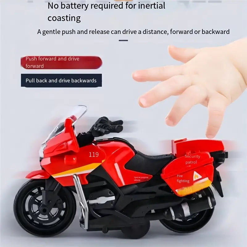 Children's Inertial Toy Motorcycle - Push & Go Simulation Bike for Kids
