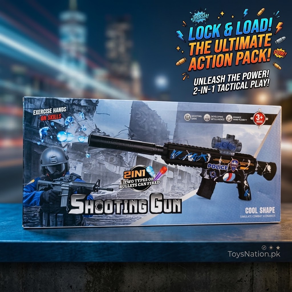 Manual 2-in-1 Gel Blaster & Foam Dart Toy Gun – Dual-Mode Shooting Game Set