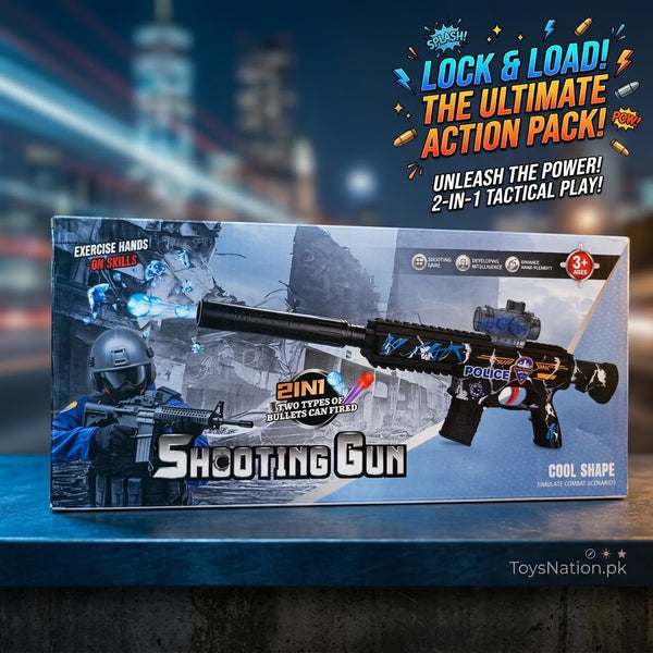 Manual 2-in-1 Gel Blaster & Foam Dart Toy Gun – Dual-Mode Shooting Game Set