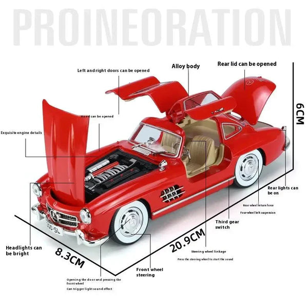 1:24 Scale Mercedes-Benz 300SL Die-Cast Model - Classic Car with Acrylic Display Box