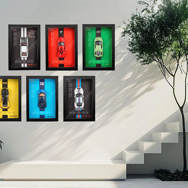 1:32 Scale Bugatti Die-Cast Model Car - Hypercar with 3D Wooden Frame Display