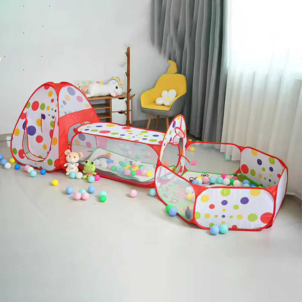 3-in-1 Kids Play Tent Tunnel House - Portable Playhouse