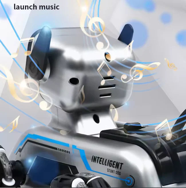 Remote & Watch Control Stunt Robot Dog - RC Spray Dog with 8-Wheel Drive