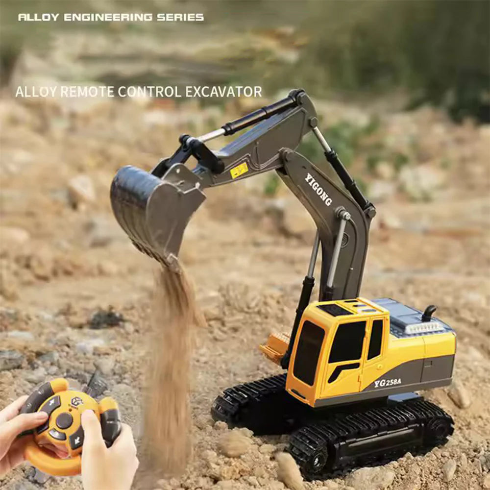 RC Construction Excavator Crane - 6CH Remote Control Digger Toy with Rechargeable Battery Main image