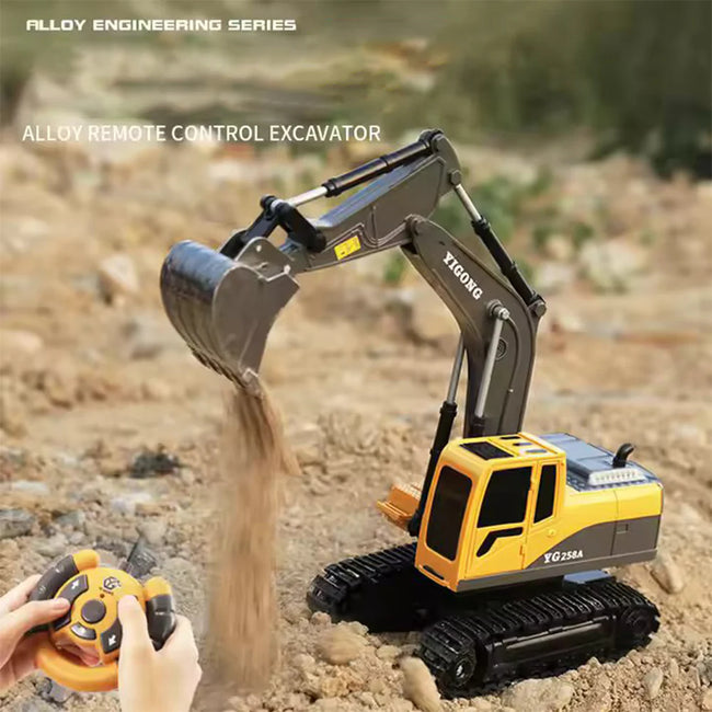 RC Construction Excavator Crane - 6CH Remote Control Digger Toy with Rechargeable Battery Hover Image