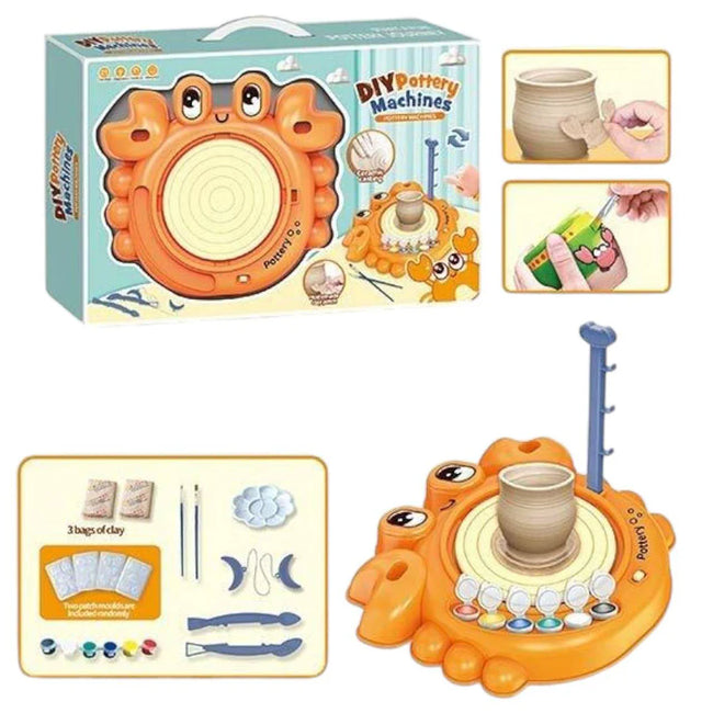 DIY Pottery Wheel Machine Kit for Kids - Creative Clay Art Maker Toy Set Hover Image