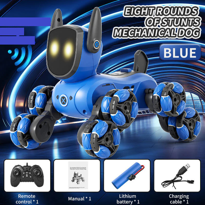 Mini RC Robot Dog - 2.4GHz 8-Wheel Stunt Toy