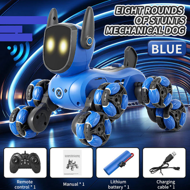 Mini RC Robot Dog - 2.4GHz 8-Wheel Stunt Toy Hover Image