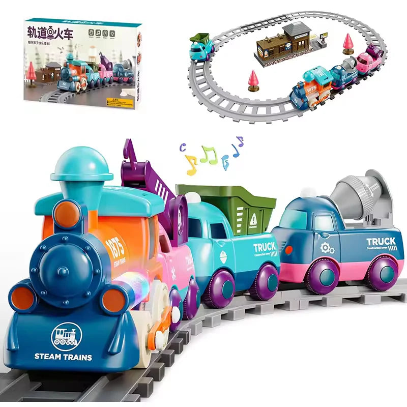 17-Piece Electric Train Track Set - Locomotive & Engineering Vehicles for Kids