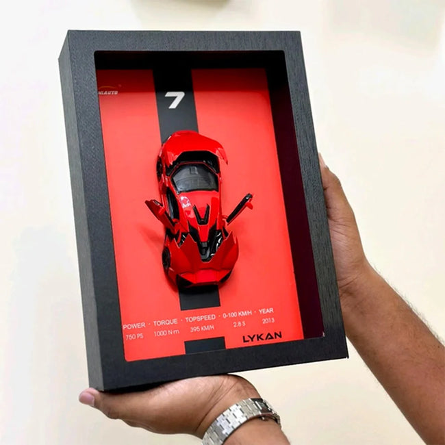 1:32 Scale Lykan Hypersport Die-Cast Model - Hypercar with 3D Wooden Frame Display Hover Image