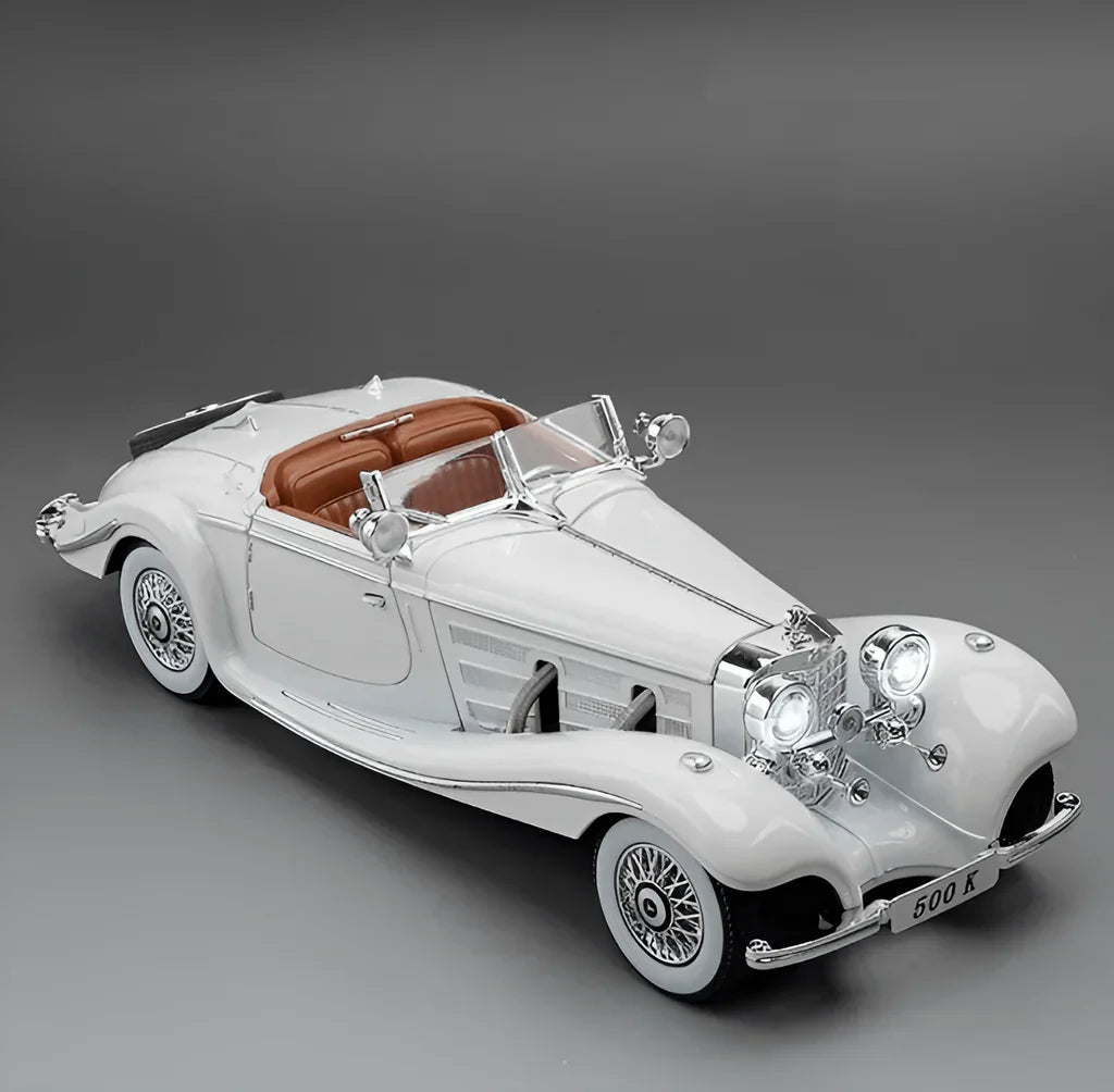 1:24 Diecast Benz 500k Classic Model With Acrylic Box - White Secondary image