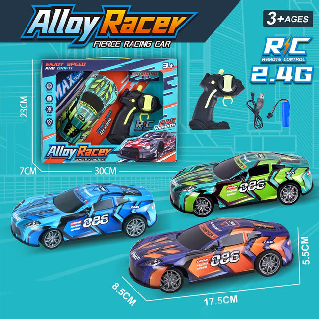Remote Control Alloy Racing Car - 2.4GHz High-Speed RC Car with Metal Body Hover Image