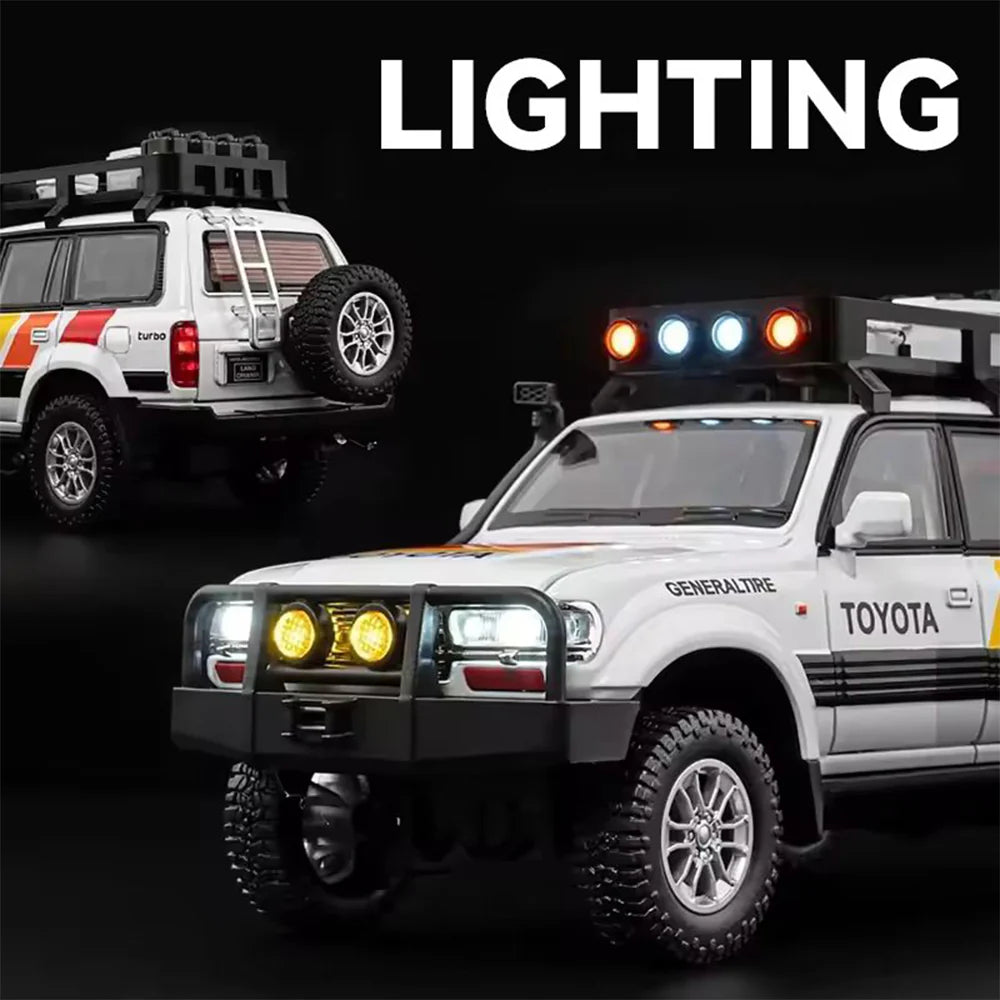 1:24 Scale Toyota Land Cruiser LC80 Diecast Model - Metal Car with Lights & Sound