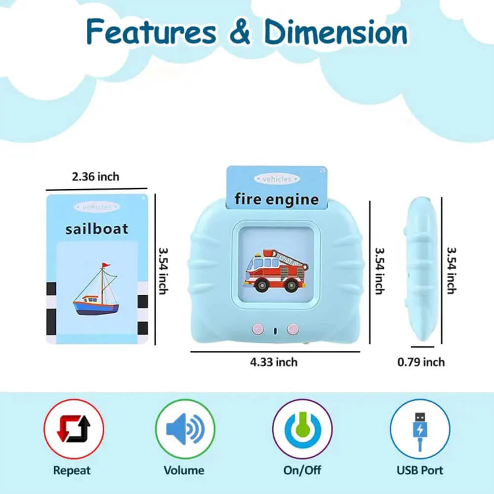 Rechargeable Flash Card Reader - Educational Learning Toy for Toddlers