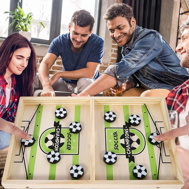 Wooden Pucket Game - Fast Sling Puck Table Hockey Game for 2 Players Hover Image