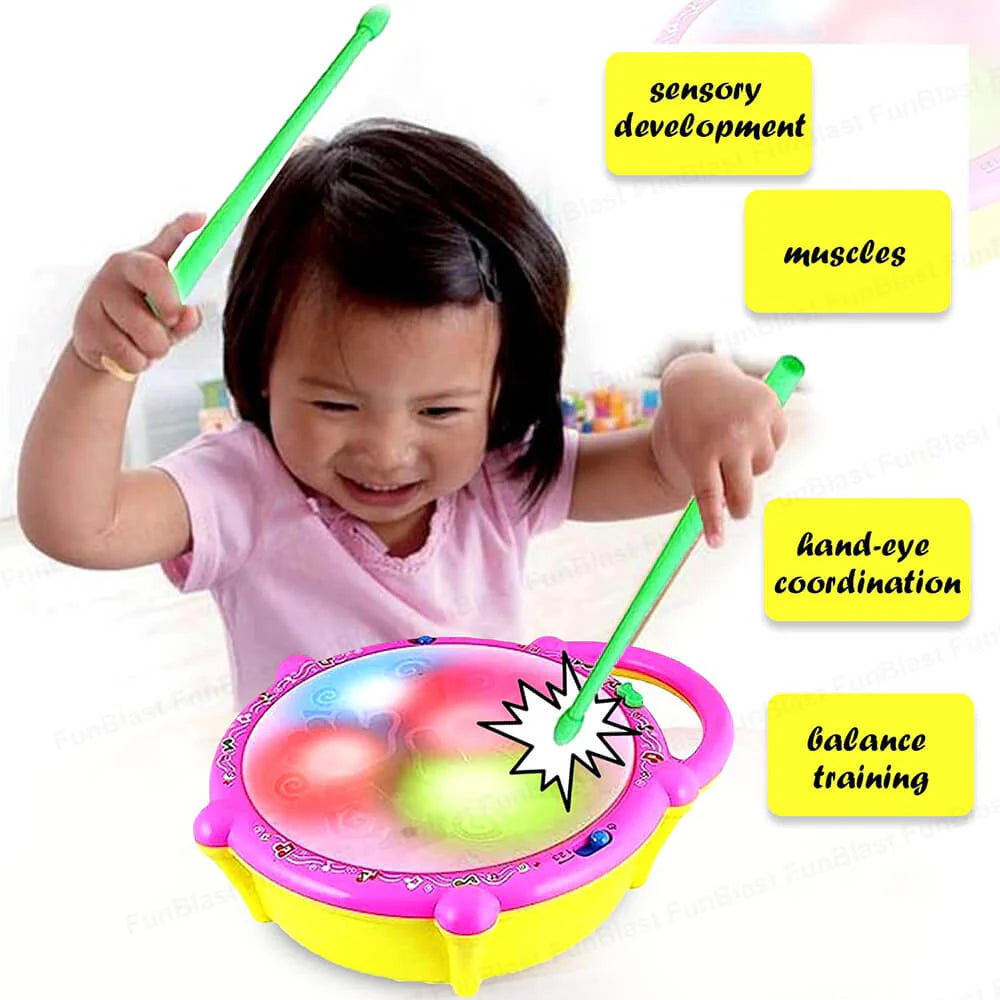 Baby Musical 3d Lights Drum With Sticks