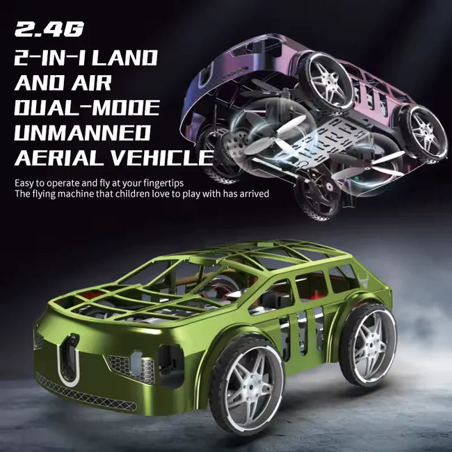 2-in-1 RC Flying Car - 2.4GHz Remote Control Land & Air Dual-Mode with LED Lights Hover Image