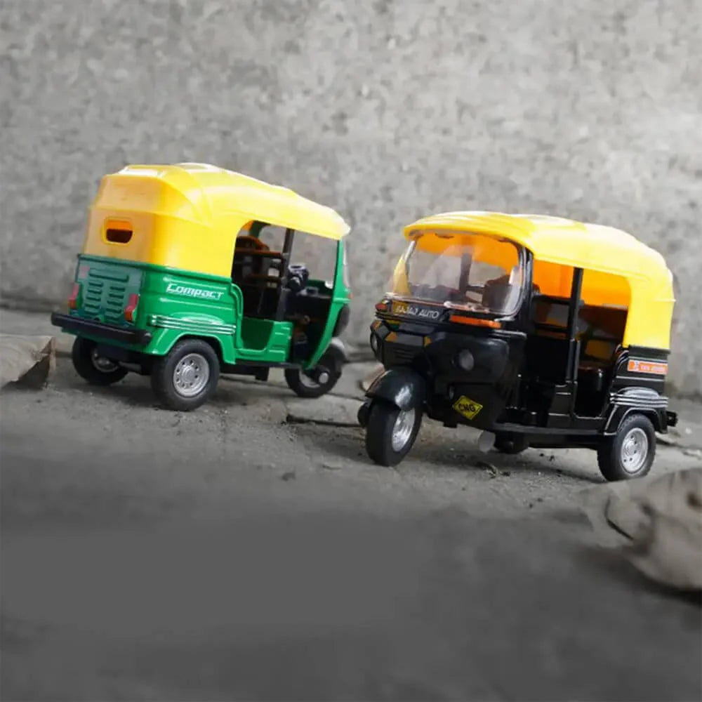 1:14 Scale Metal CNG Auto Rickshaw - Diecast Pull-Back Toy