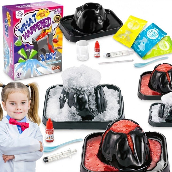 2-in-1 Volcano Experiment Kit - STEM Science Learning Set for Kids