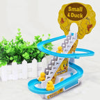 Duck Climbing Stairs Race Track Set - Musical Light-Up Toy with 3 Ducks