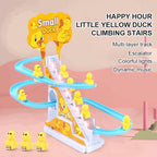 Duck Climbing Stairs Race Track Set - Musical Light-Up Toy with 3 Ducks