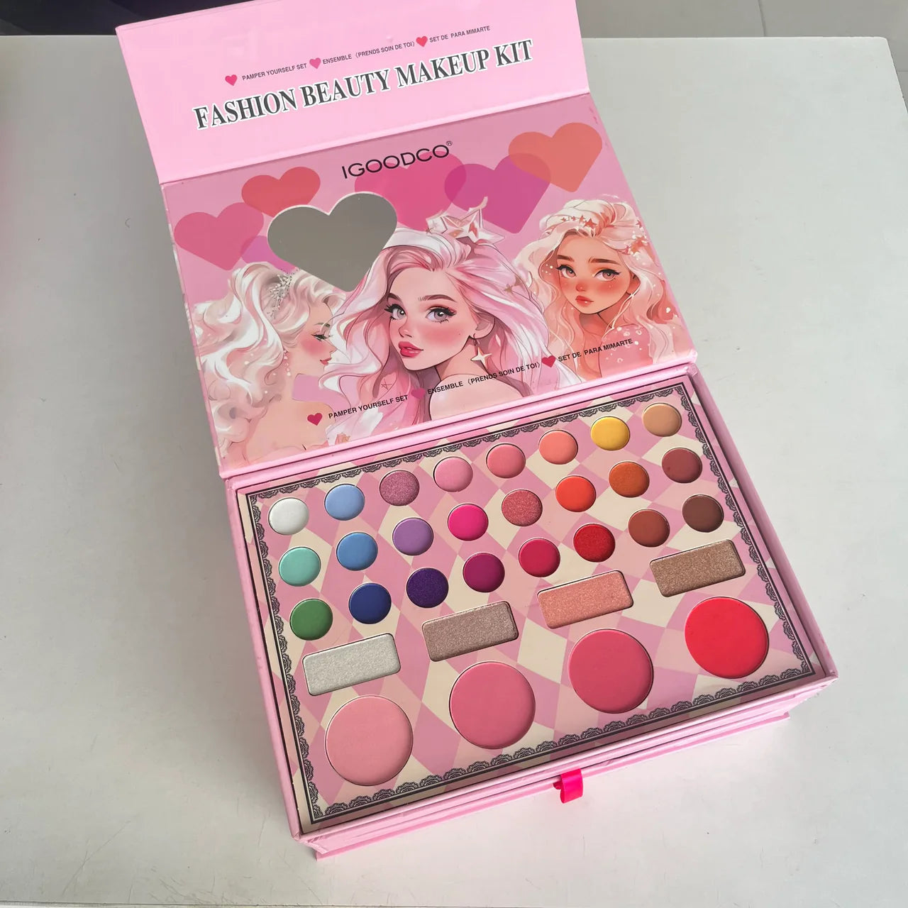 Kids Makeup Kit 3-Layer Set - Washable Pretend Play Cosmetics for Girls