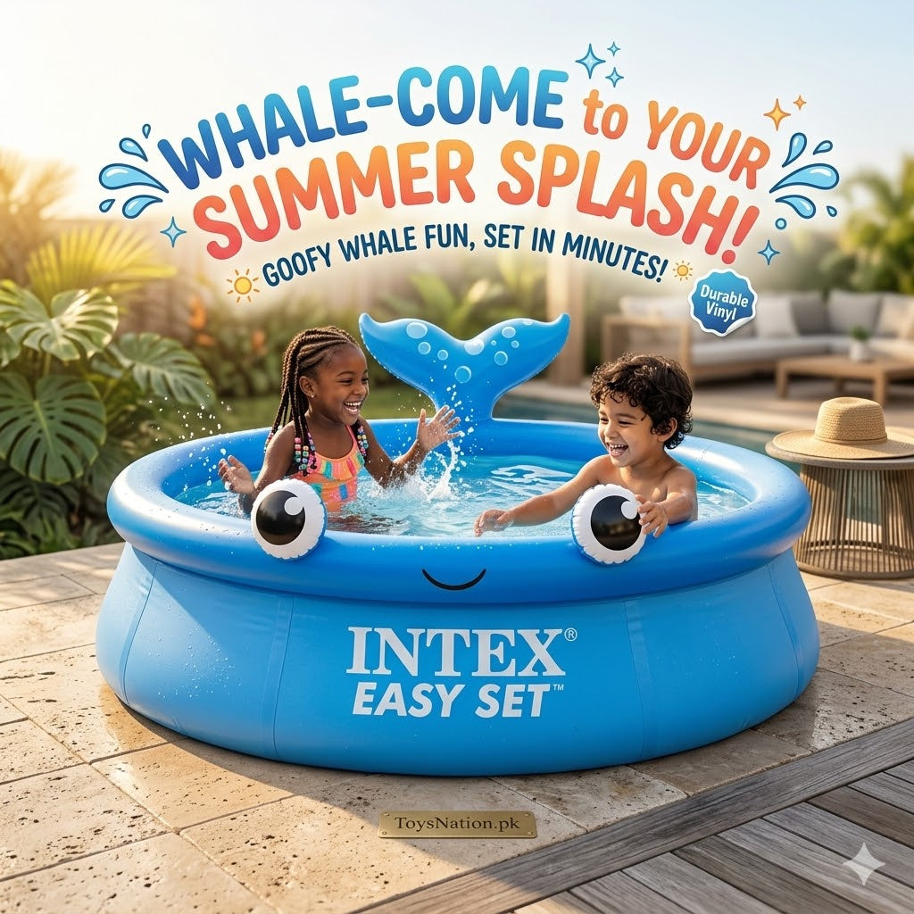 Easy Set Jolly Whale Inflatable Kids Pool | Goofy Whale Fun Quick-Setup Splash Pool for Children