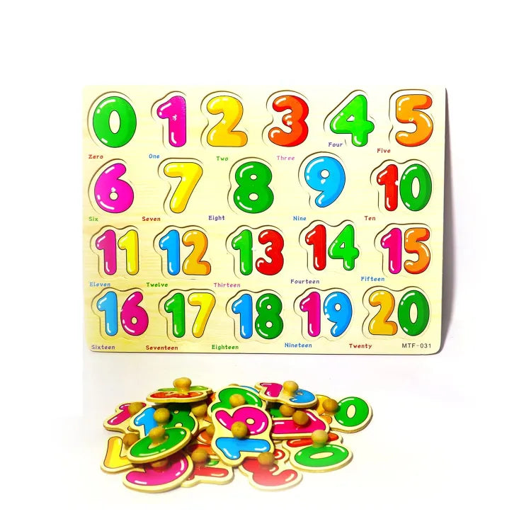 3D Wooden Number Puzzle Board 0-20 - Educational Counting Toy for Kids