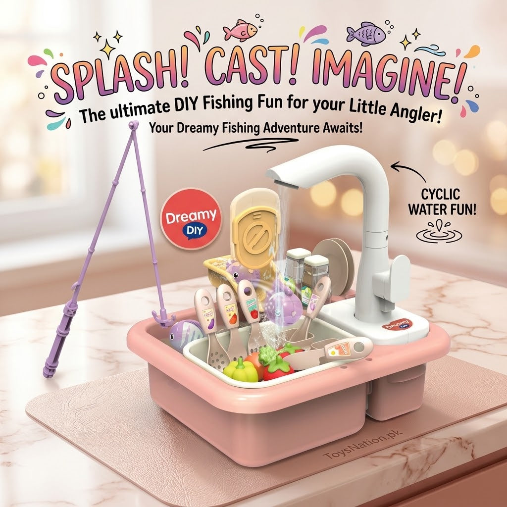 Kids’ Kitchen Sink Playset with Running Water and Accessories