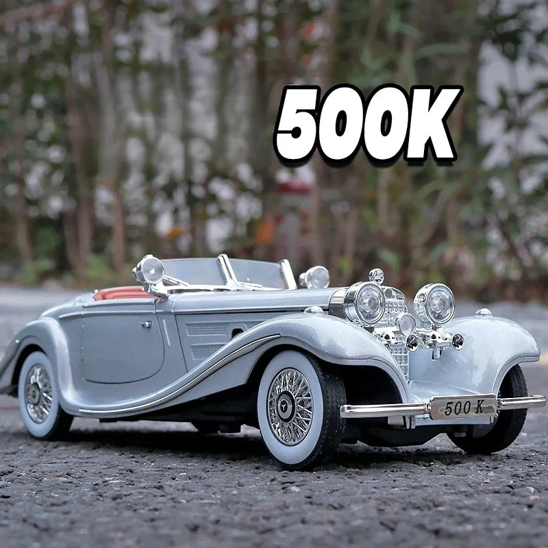 1:24 Diecast Benz 500k Classic Model With Acrylic Box - Gray