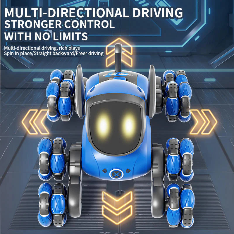 Mini RC Robot Dog - 2.4GHz 8-Wheel Stunt Toy