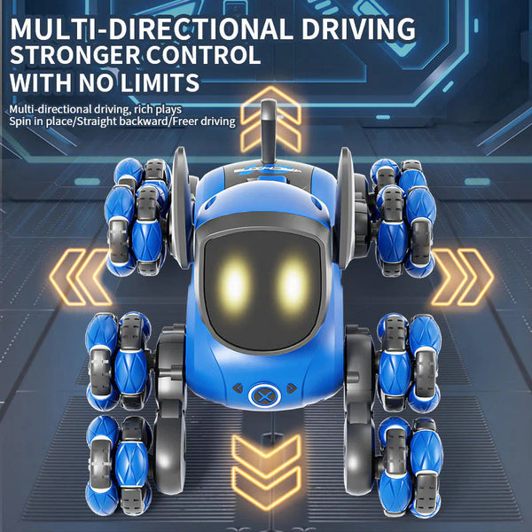 Mini RC Robot Dog - 2.4GHz 8-Wheel Stunt Toy