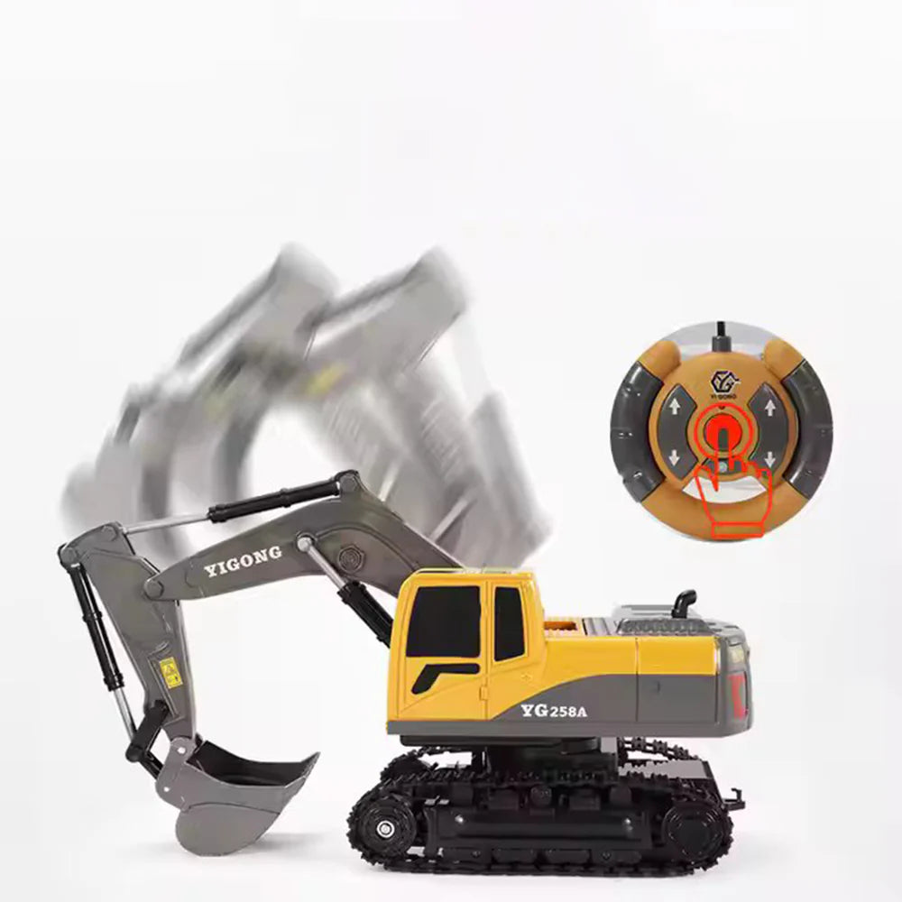 RC Construction Excavator Crane - 6CH Remote Control Digger Toy with Rechargeable Battery