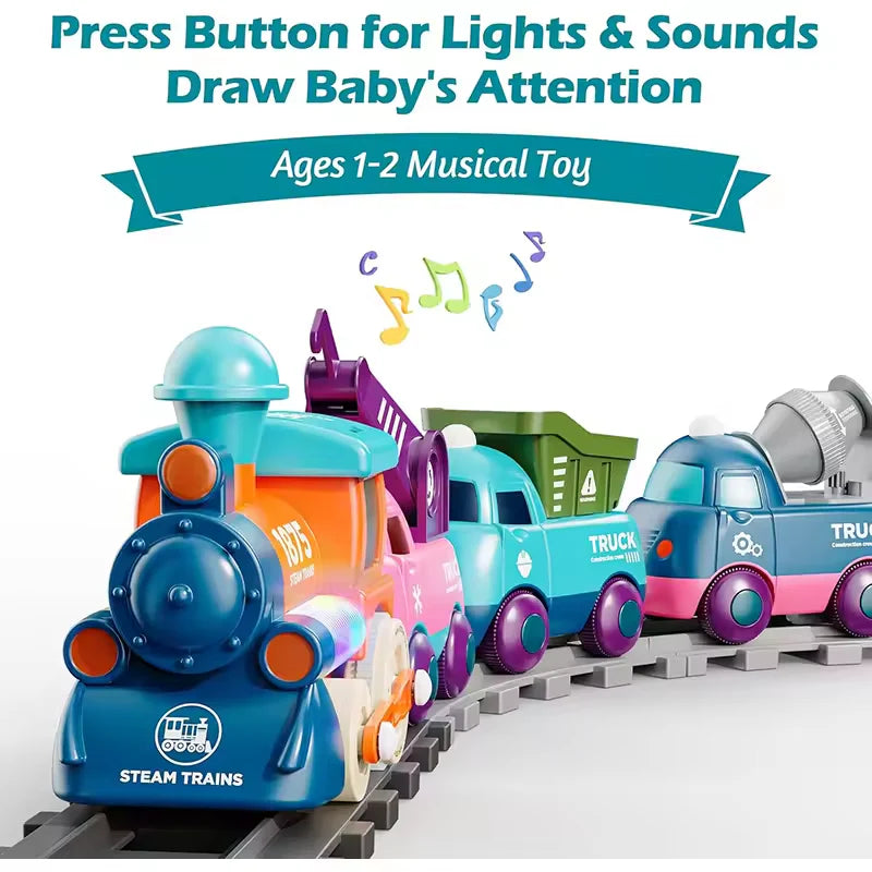 17-Piece Electric Train Track Set - Locomotive & Engineering Vehicles for Kids